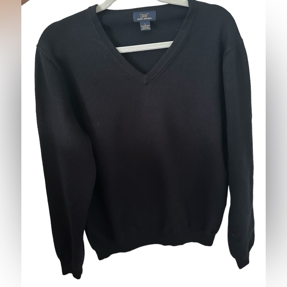 Brooks Brothers Black Sweater Men’s Merino Wool, Nylon “346”